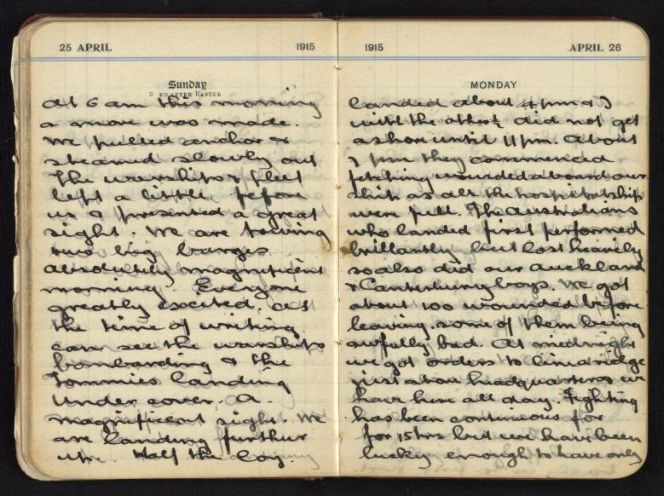 Digitised image of World War 1 diary entry.