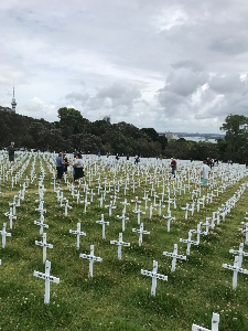 people finding a cross