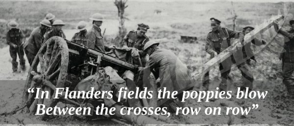 Historic Passchendaele photo of artillery in the mud