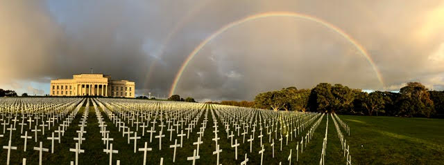 Auckland field with rainbow
